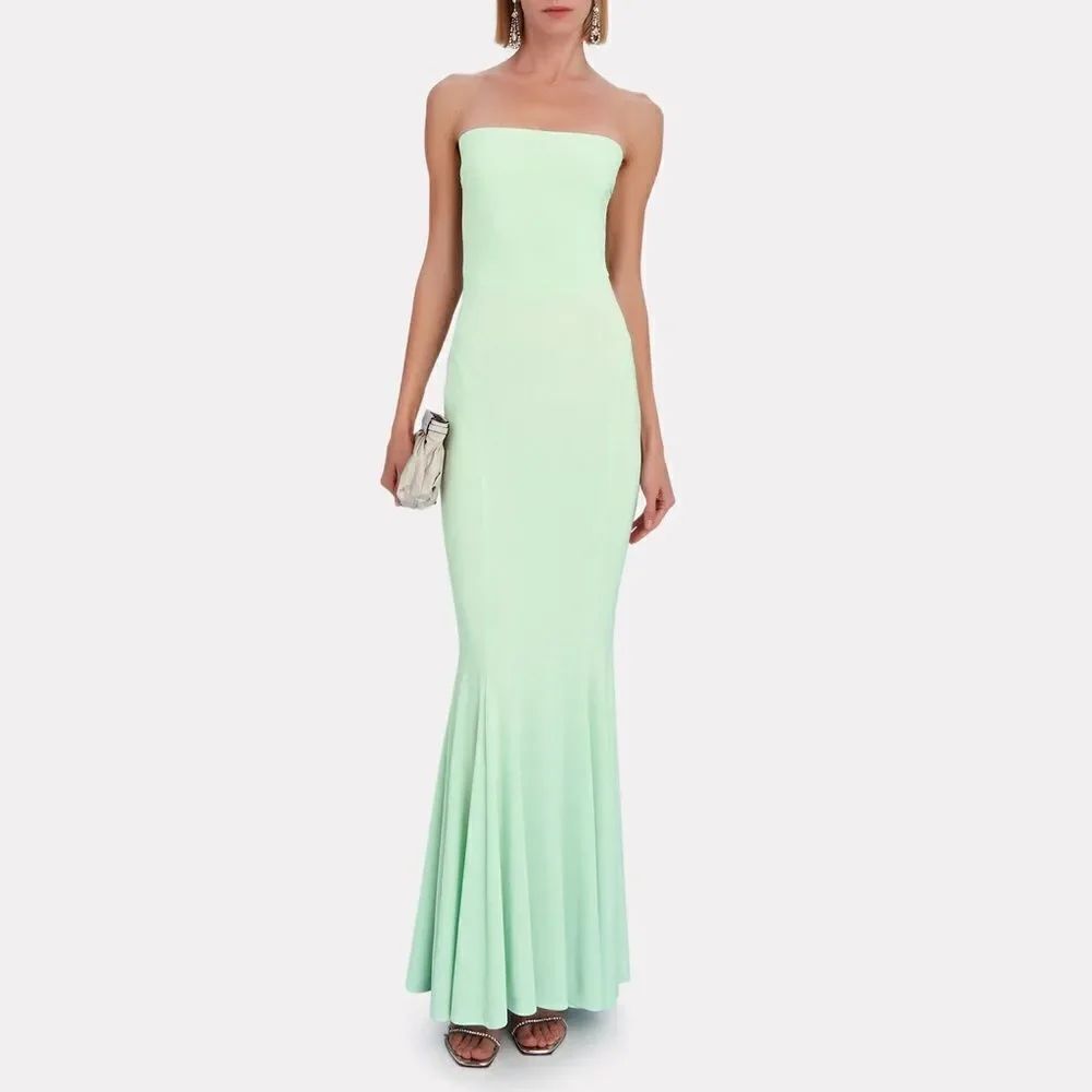 Norma Kamali Strapless Fishtail Gown Seafoam Size large 40 NEW